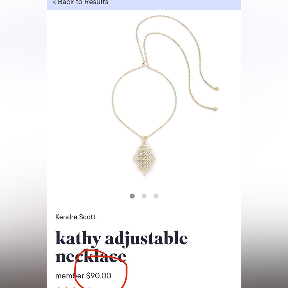 Kendra Scott “kathy” long adjustable necklace